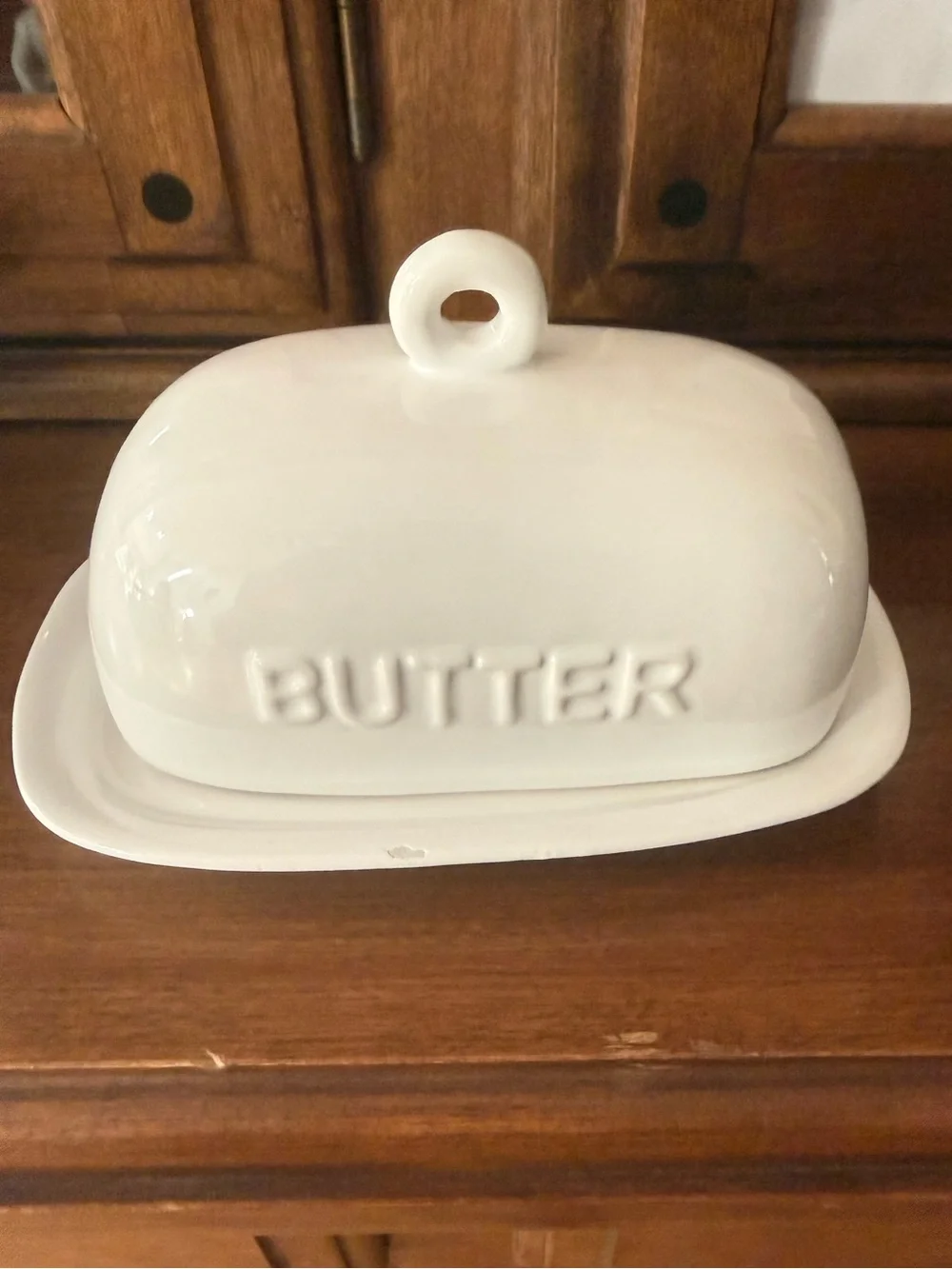 White Ceramic Butter Dish with Lid